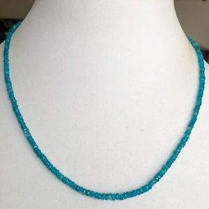 Very Rare Neon Apatite Rondelle (3-4 mm) Beads Gemstone Necklace